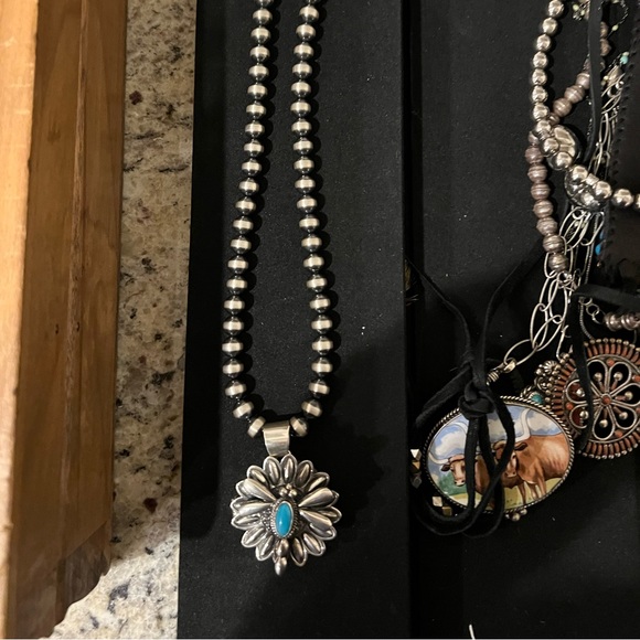 Native American Navajo Dragonfly Locket and Pearls - Picture 1 of 9